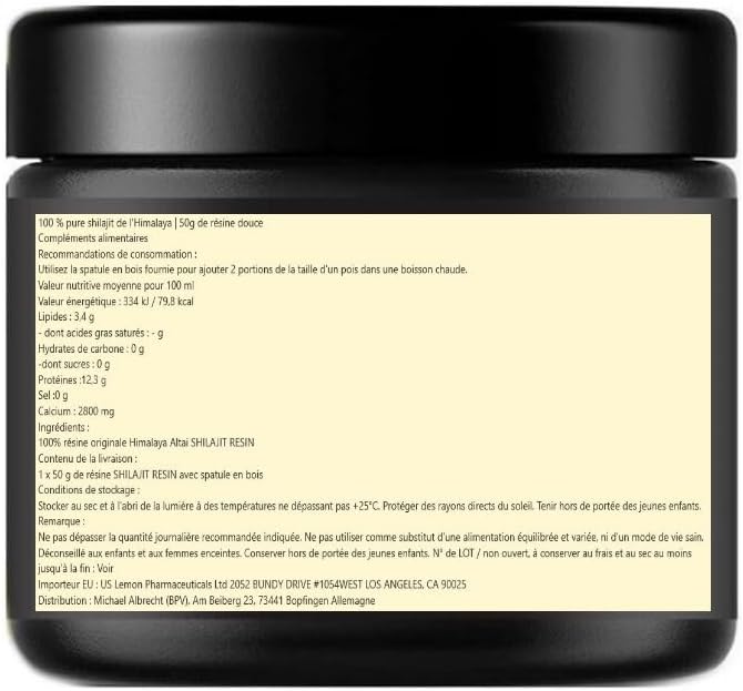 WinaBio – Résine pure de Shilajit de l’Altaï (30 g) – Source naturelle de 80 oligo-éléments des montagnes de l’Altaï